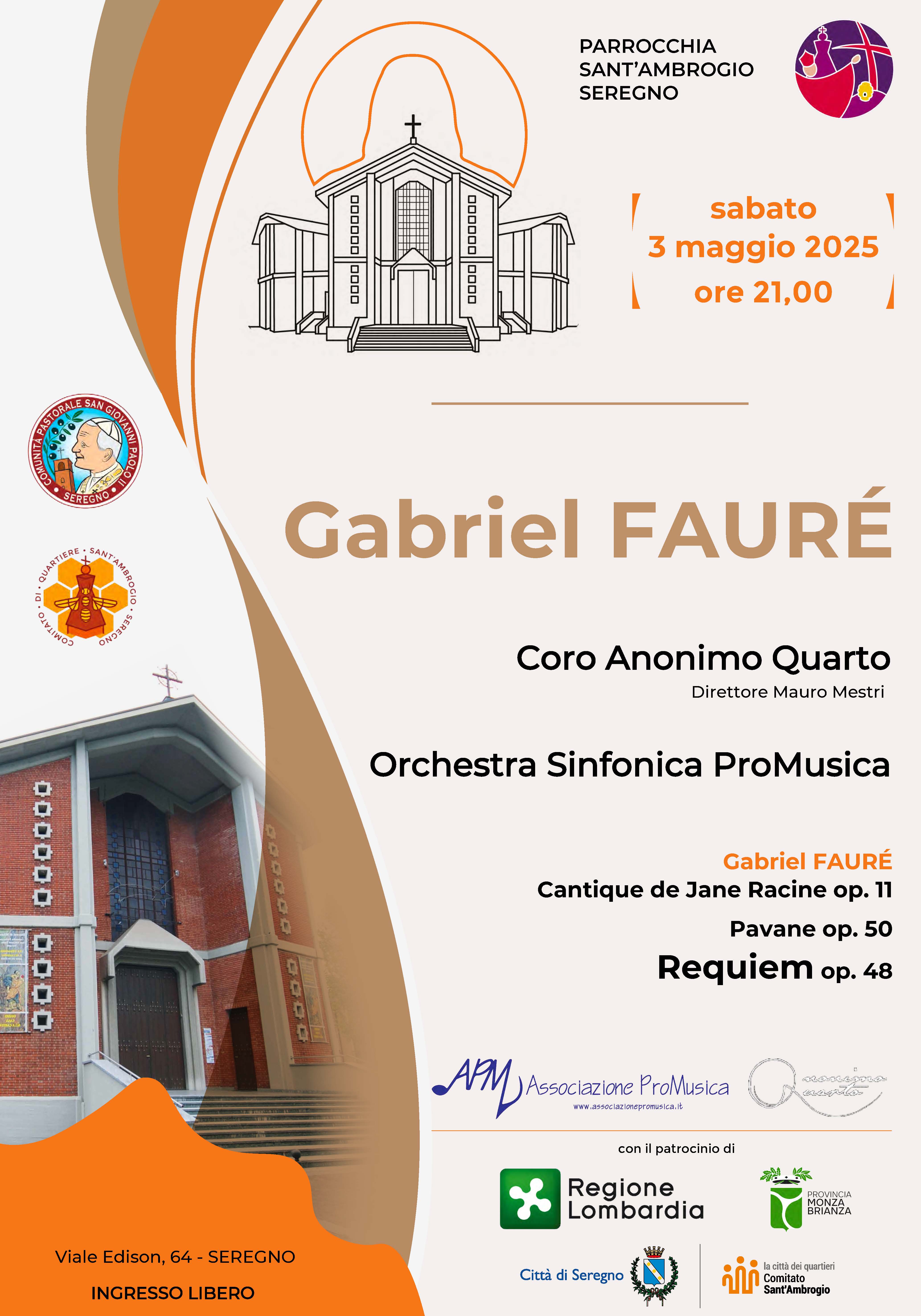 3 maggio 2025 - Seregno - Orchestra ProMusica e Gruppo Vocale Anonimo Quarto - Faurè